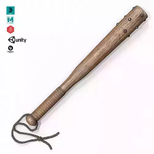 Melee Trench Club Cored Low-poly 3D model Melee Trench Club Cored Low-poly 3D model