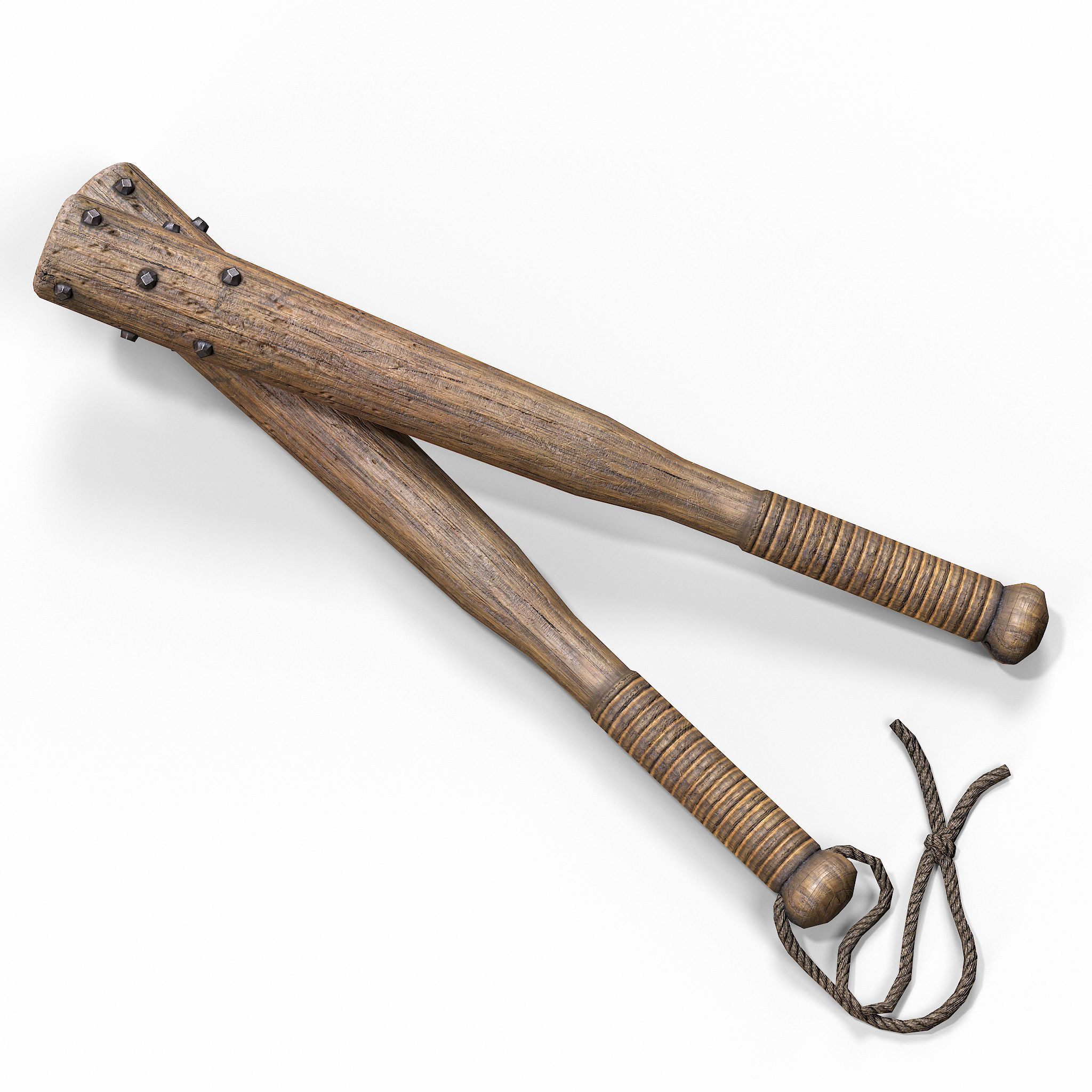 Melee Trench Club Cored Low-poly 3D model_6