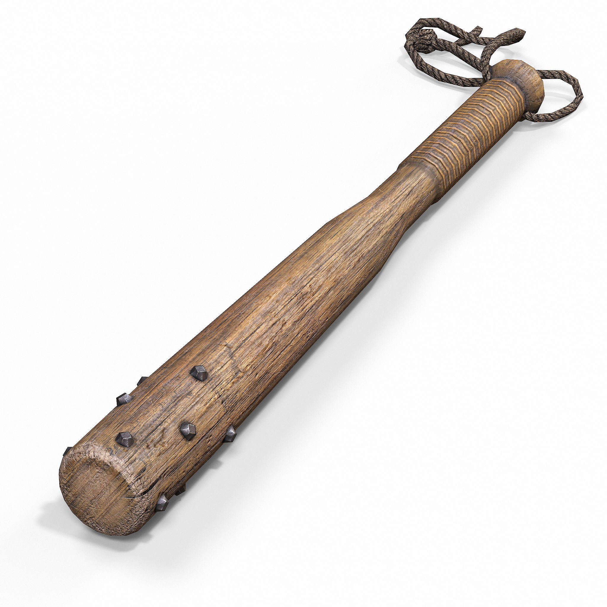 Melee Trench Club Cored Low-poly 3D model_3
