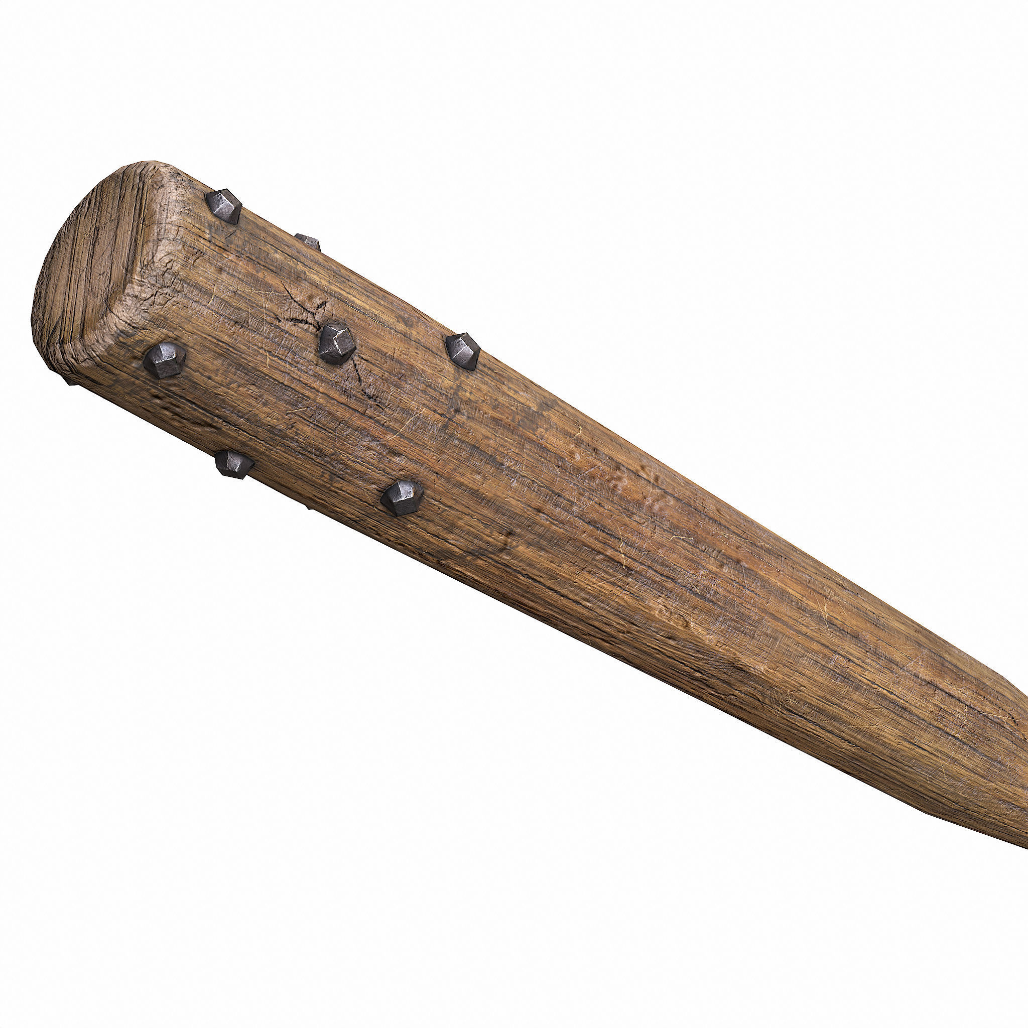 Melee Trench Club Cored Low-poly 3D model_7