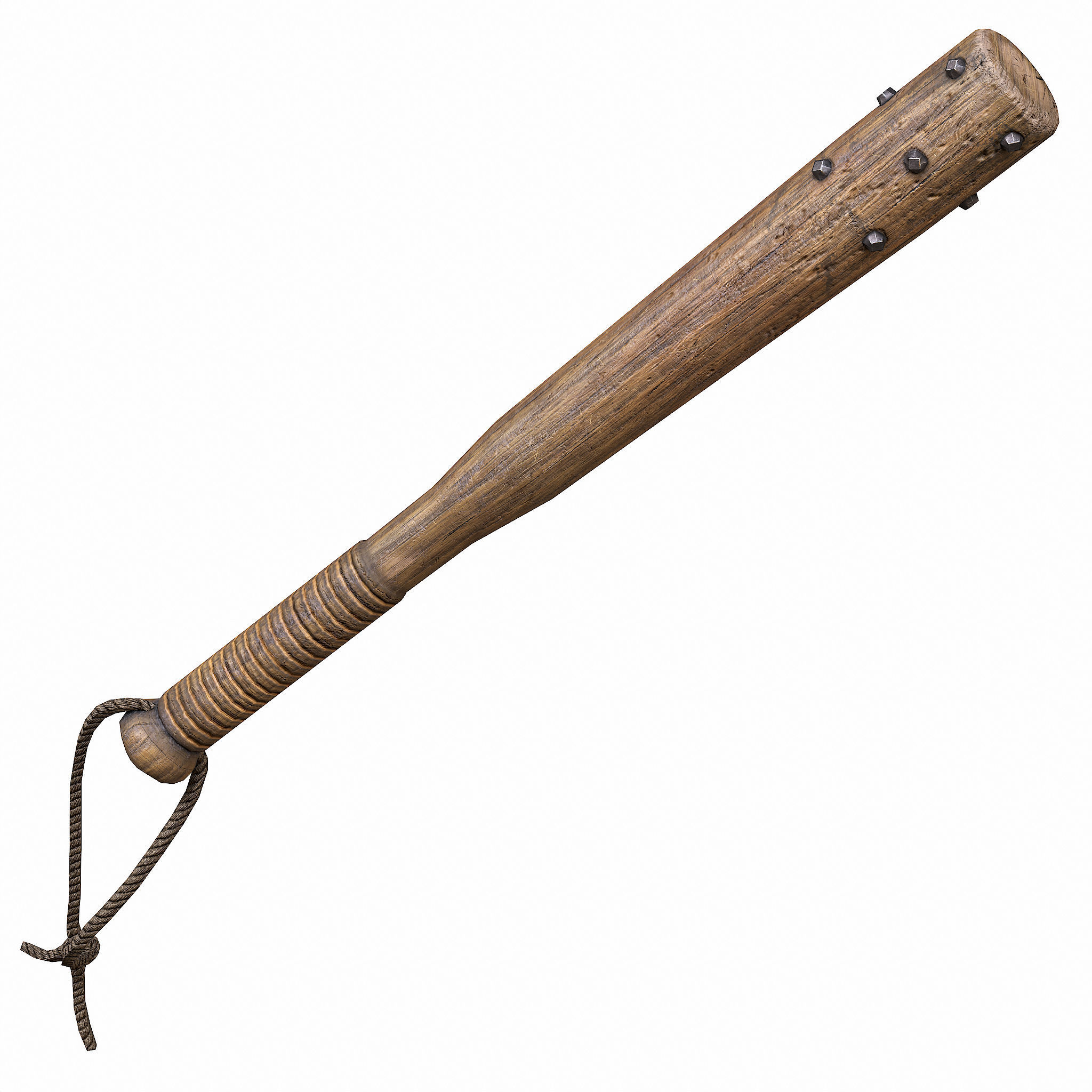 Melee Trench Club Cored Low-poly 3D model_5