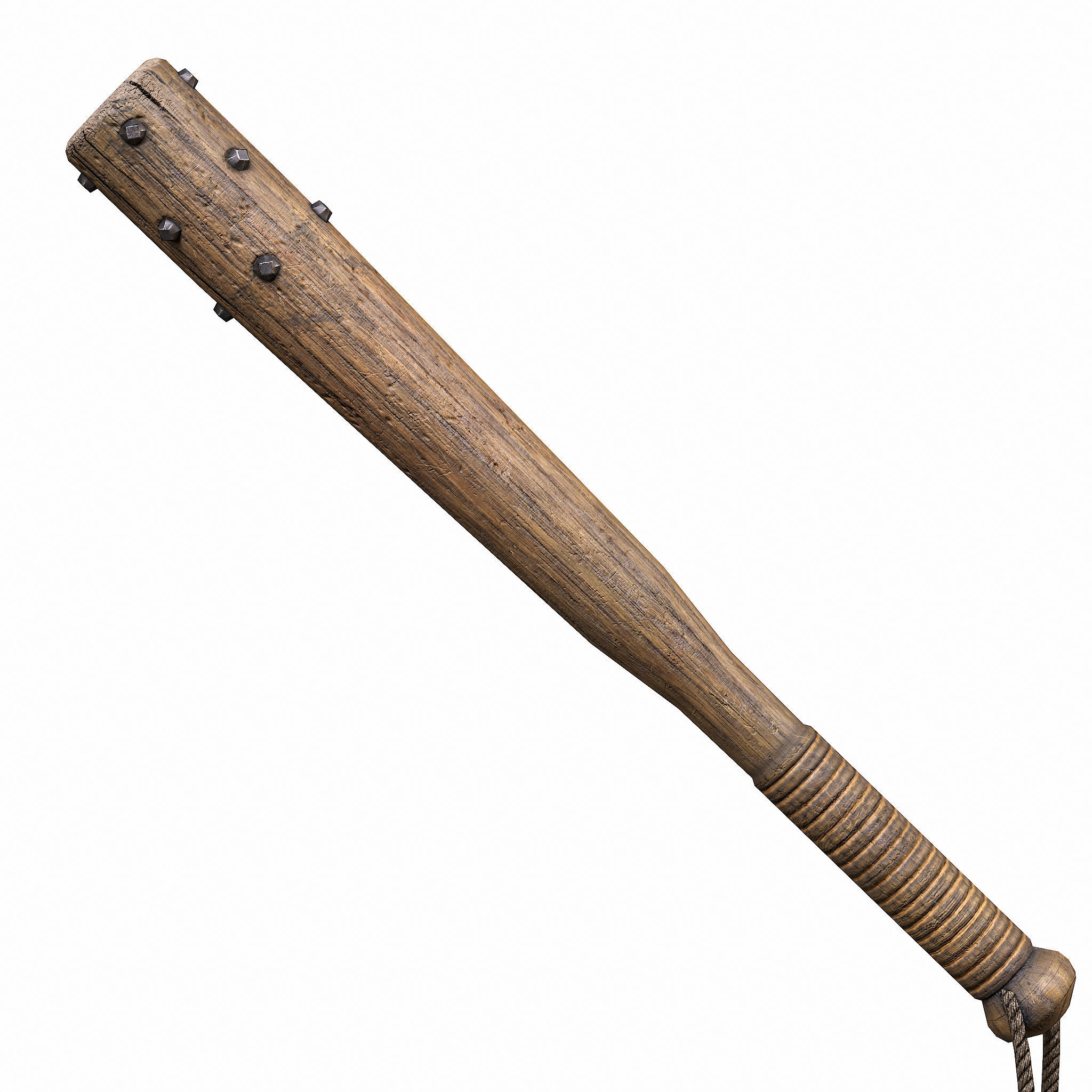 Melee Trench Club Cored Low-poly 3D model_4