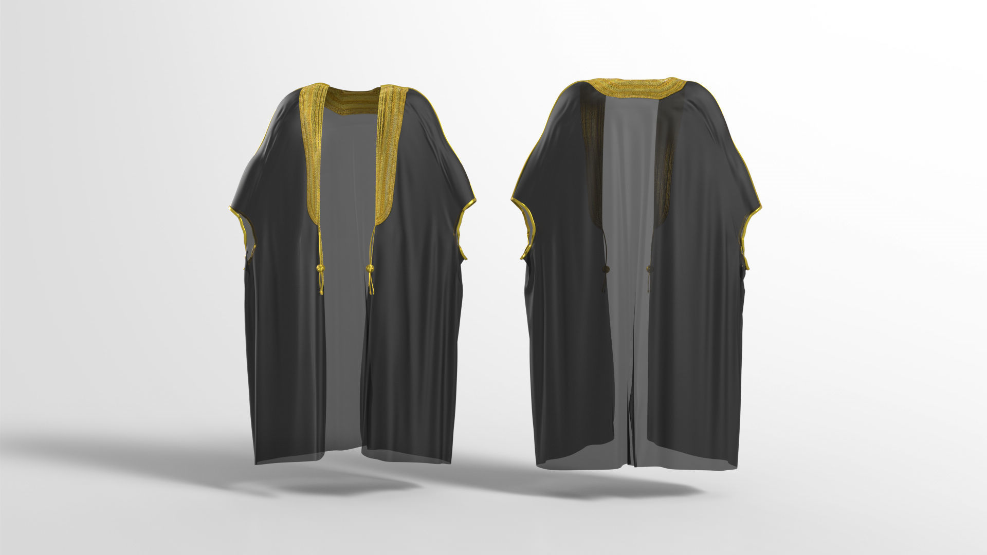 Bisht kaftan gold 3D model_7