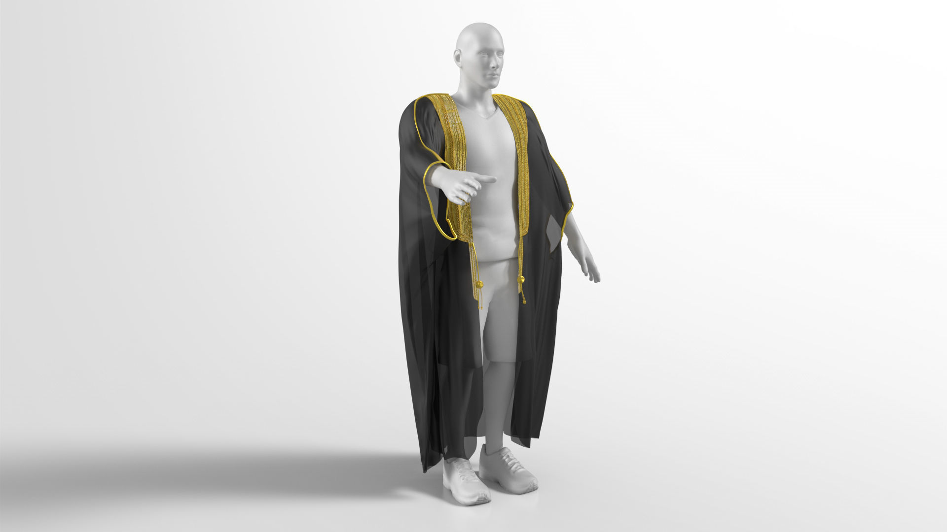 Bisht kaftan gold 3D model_9