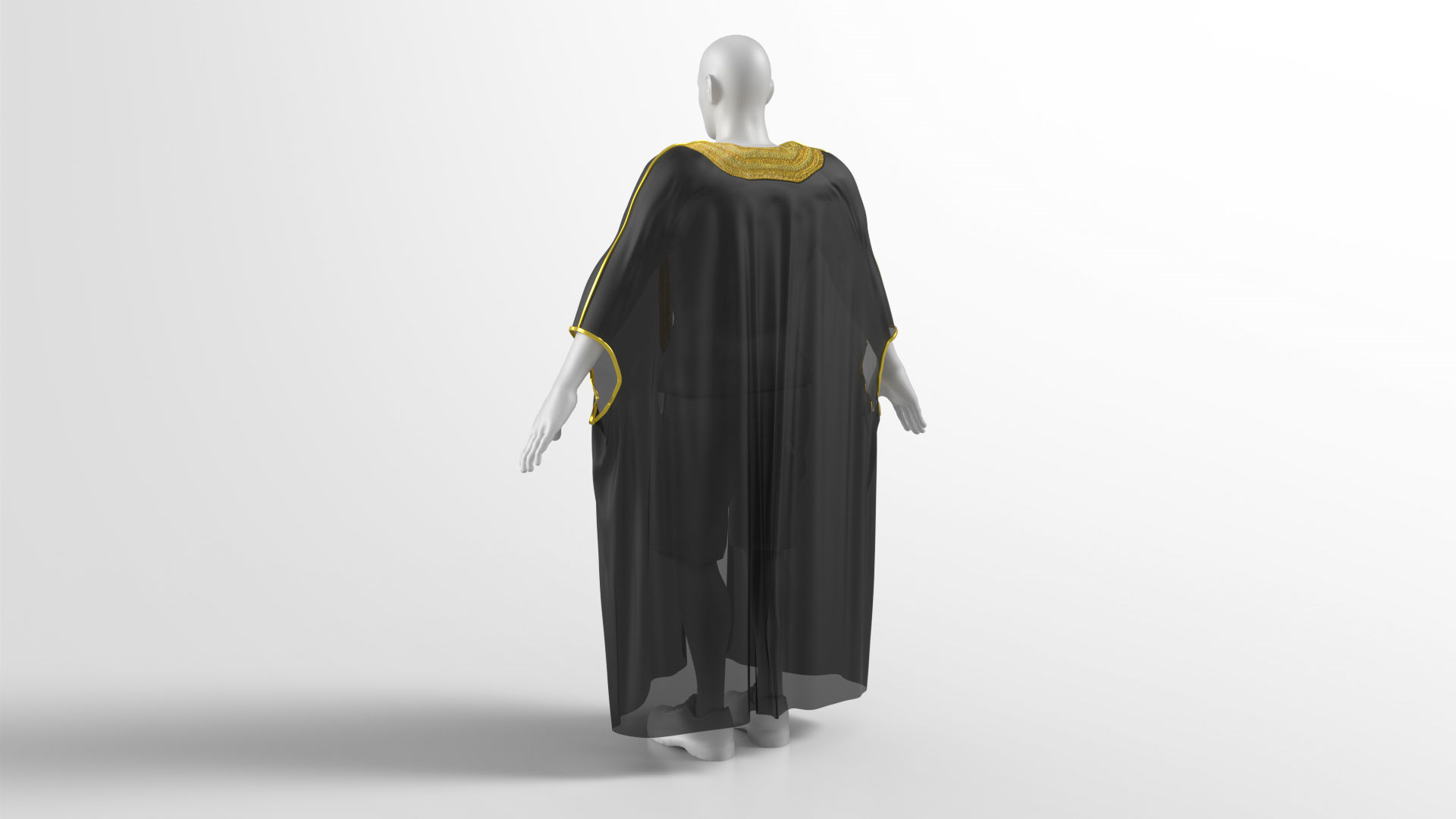 Bisht kaftan gold 3D model_6