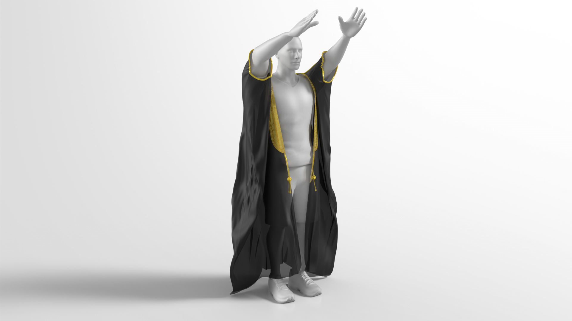 Bisht kaftan gold 3D model_13