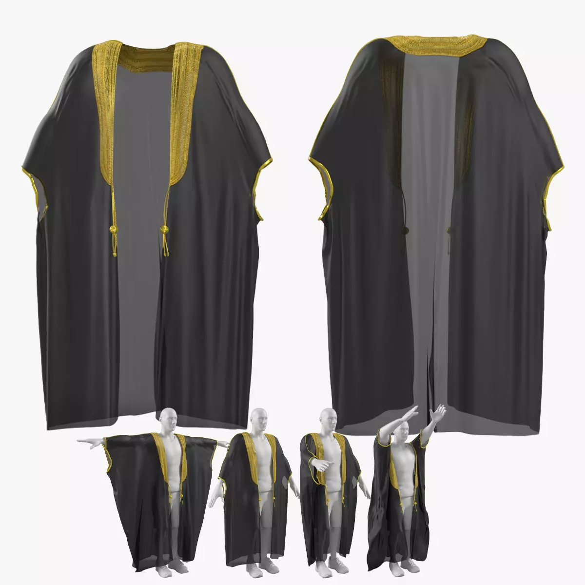 Bisht kaftan gold 3D model_0