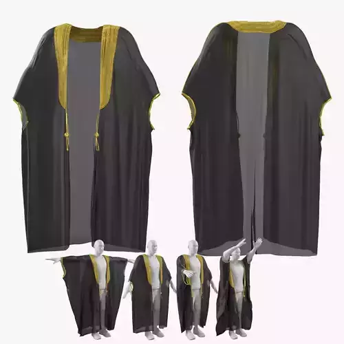 Bisht kaftan gold 3D model