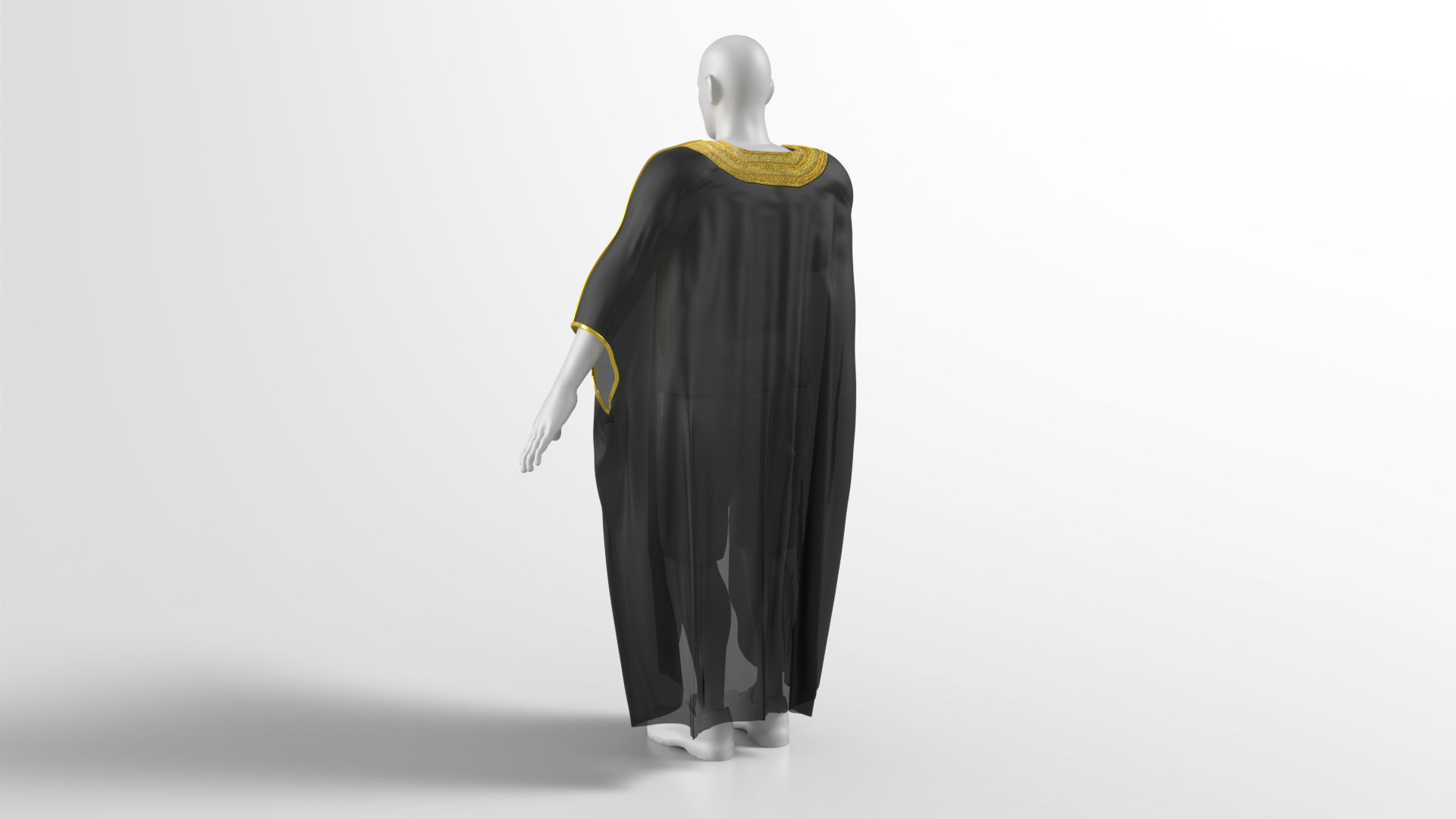 Bisht kaftan gold 3D model_10
