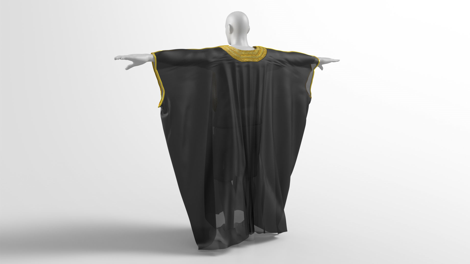 Bisht kaftan gold 3D model_2