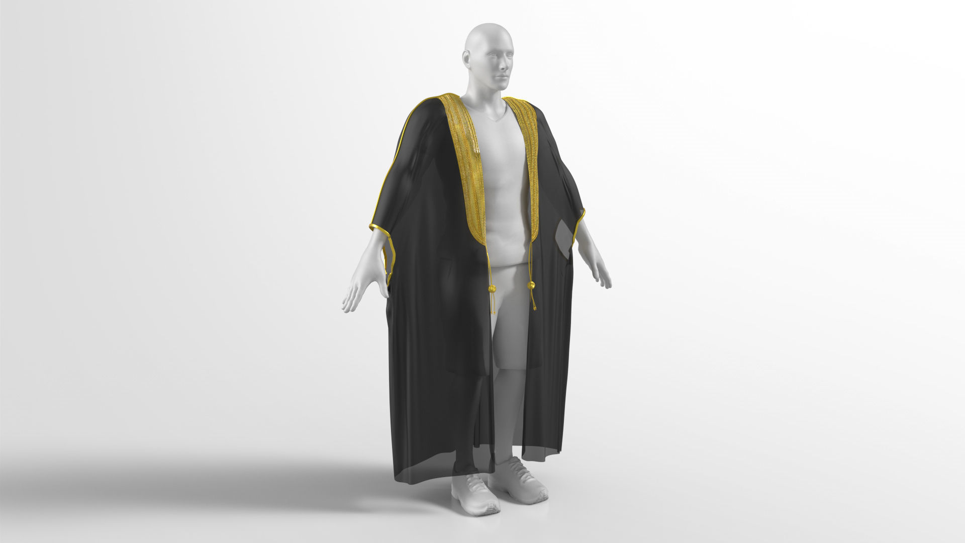 Bisht kaftan gold 3D model_5