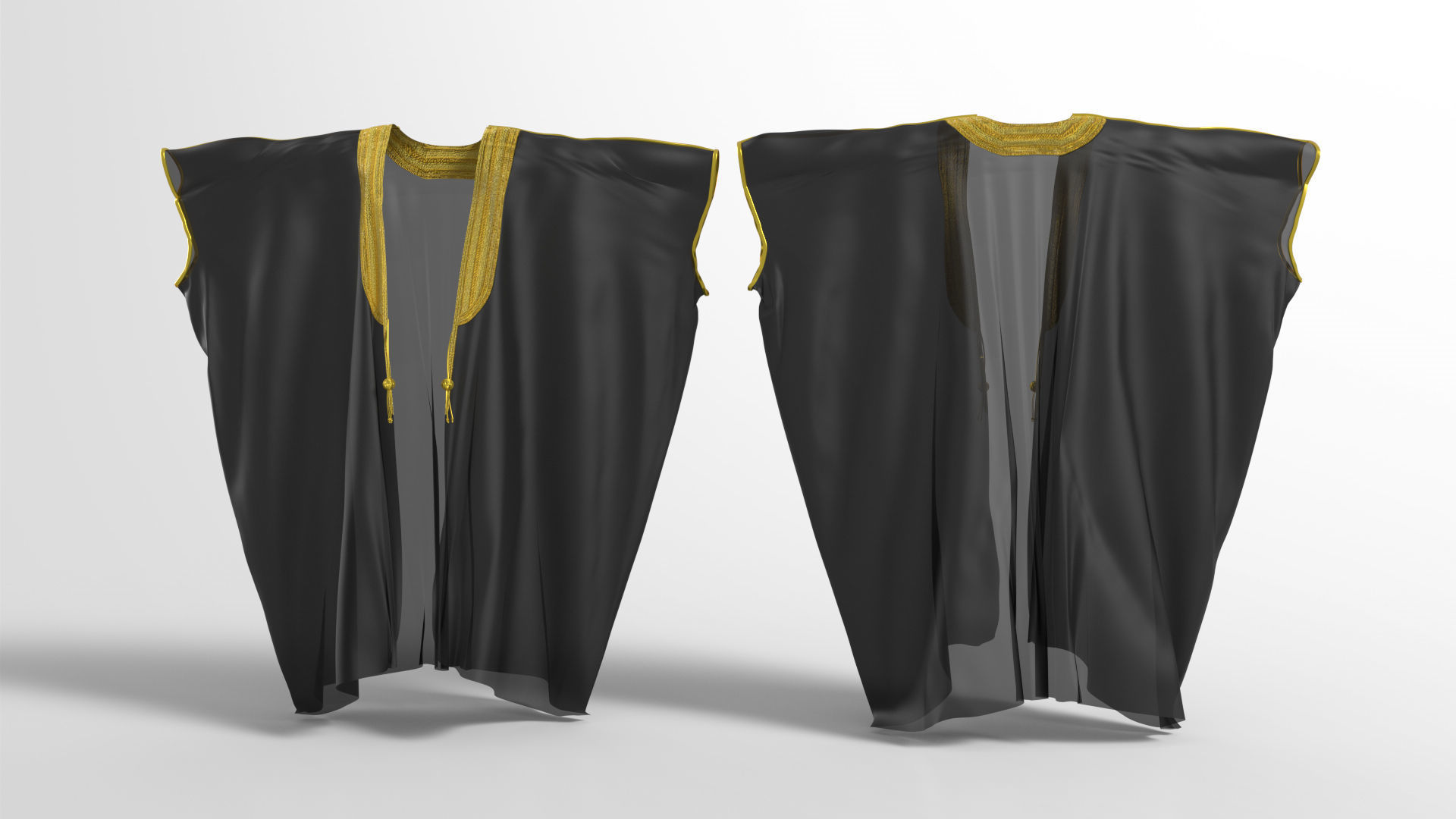 Bisht kaftan gold 3D model_3
