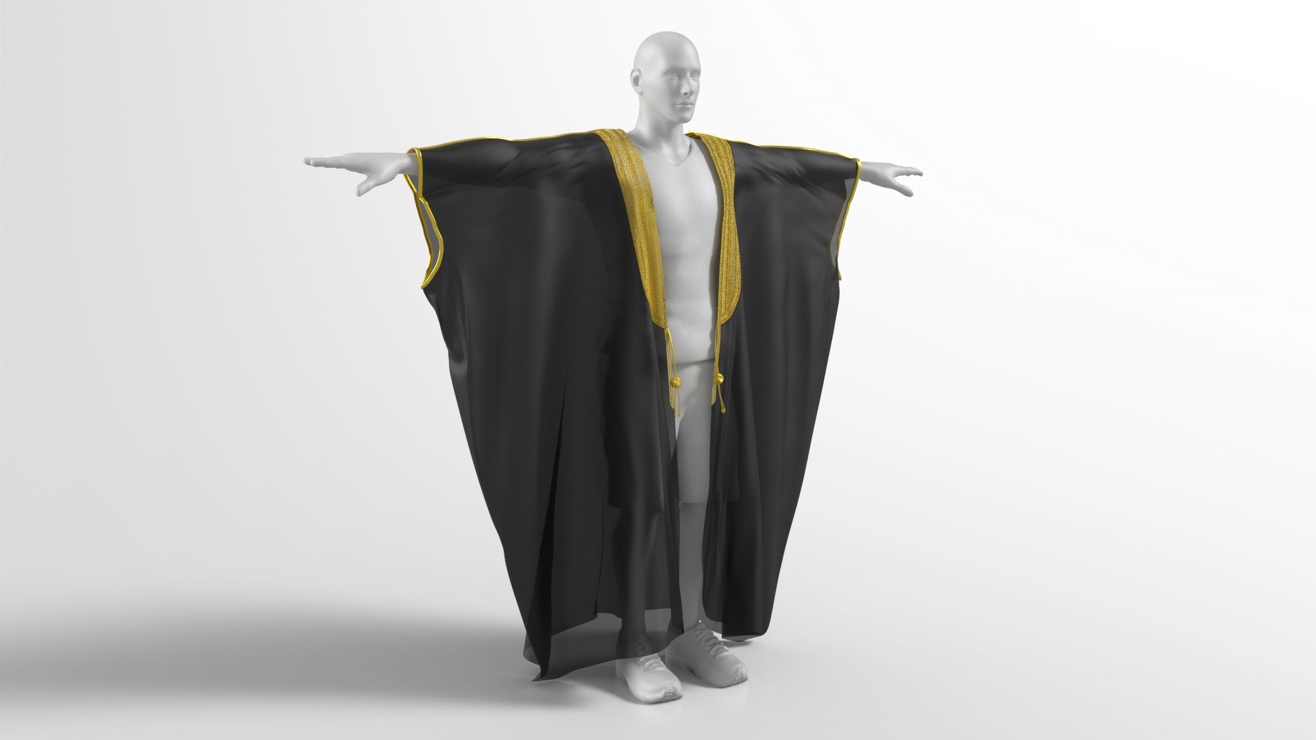 Bisht kaftan gold 3D model_1