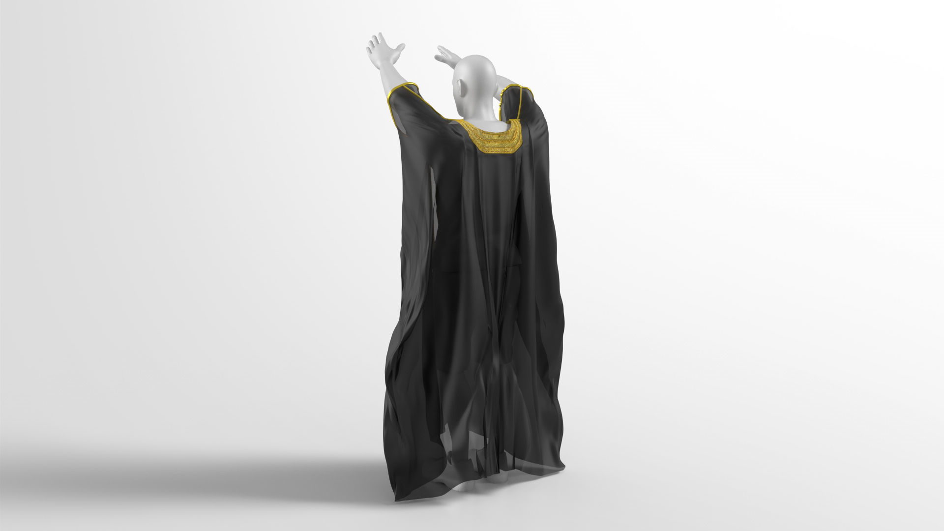 Bisht kaftan gold 3D model_14