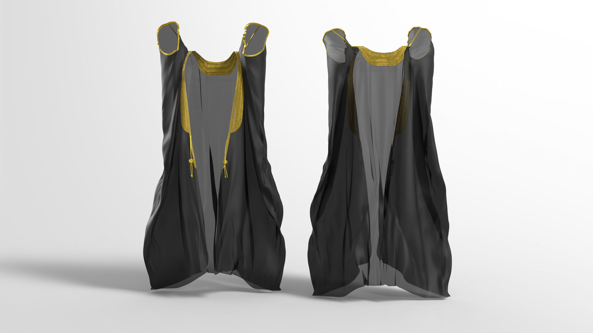 Bisht kaftan gold 3D model_15