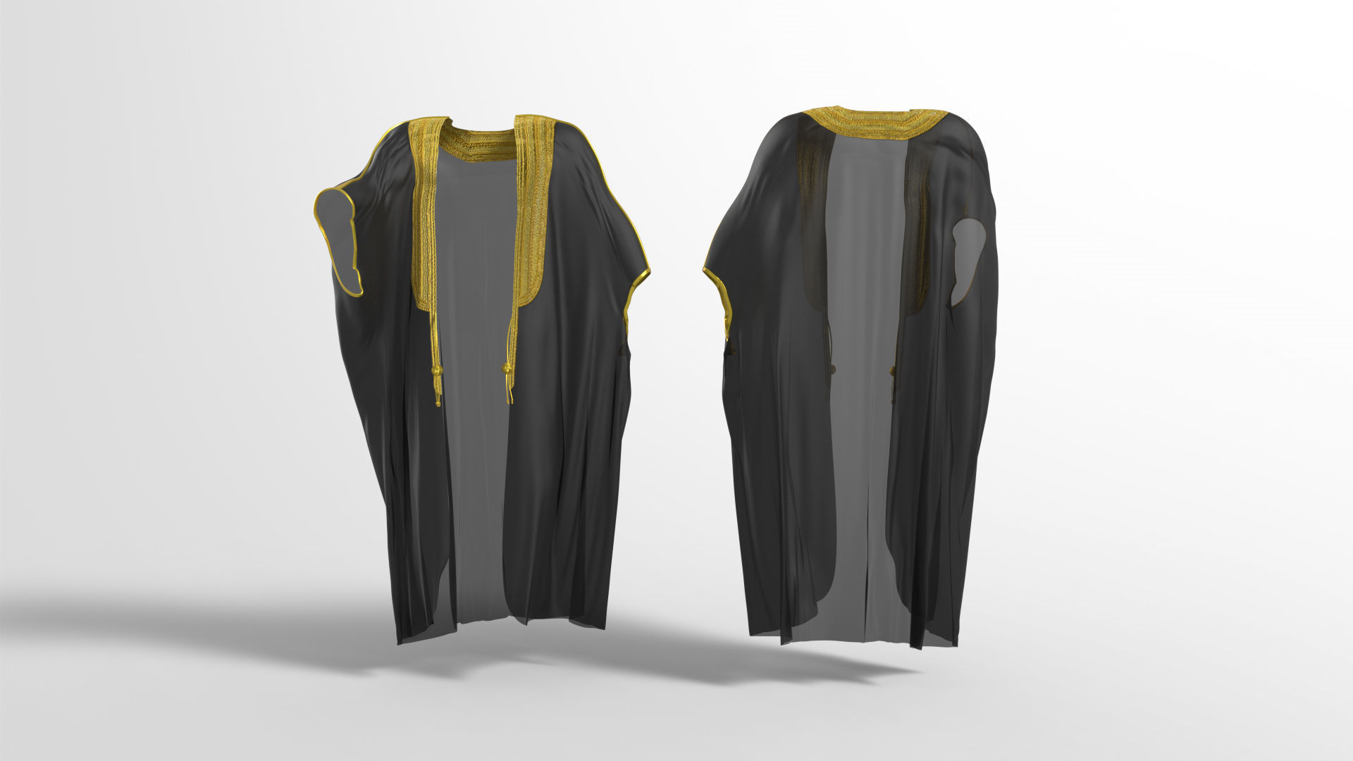 Bisht kaftan gold 3D model_11