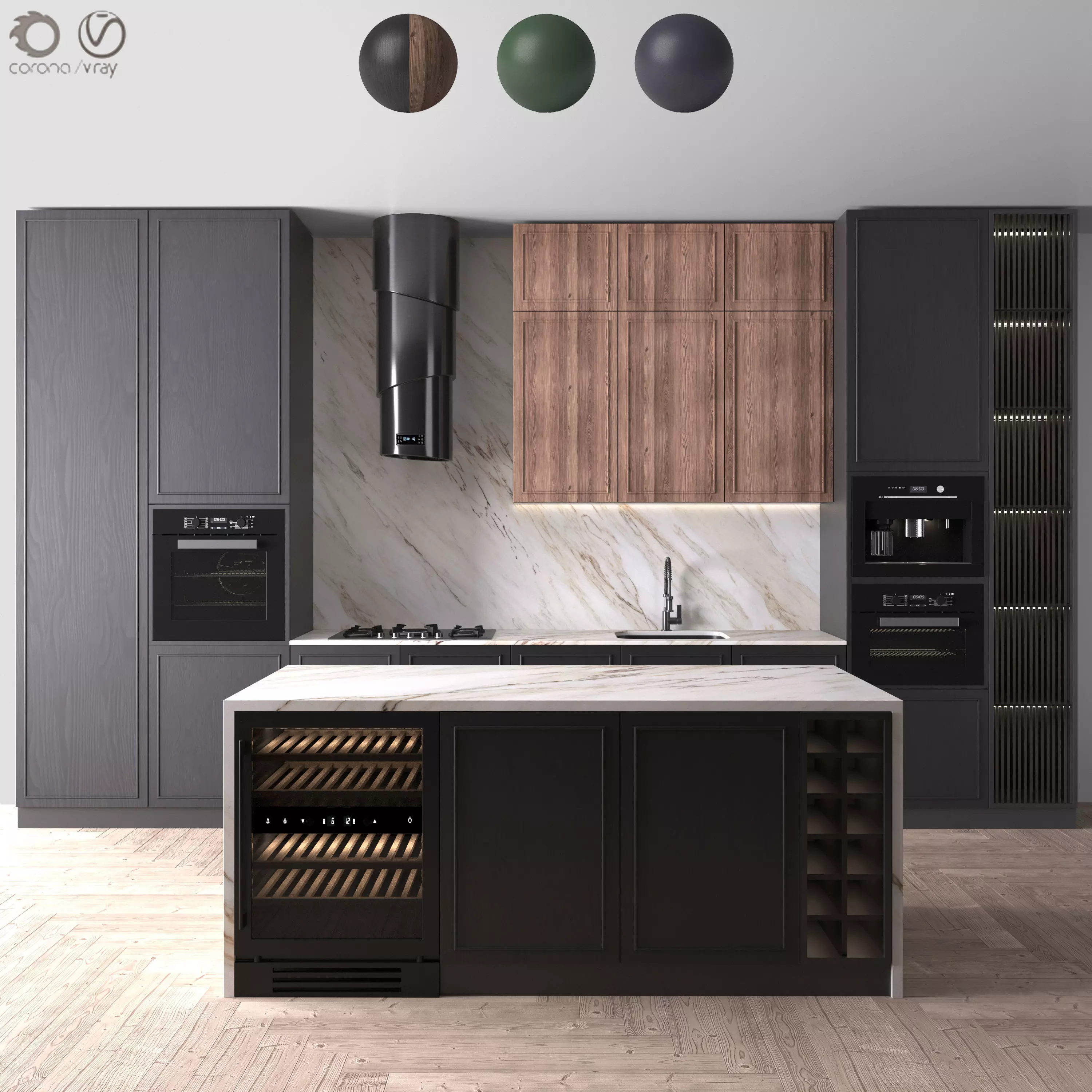 Kitchen Neoclassic 48 - 3 color 3D model