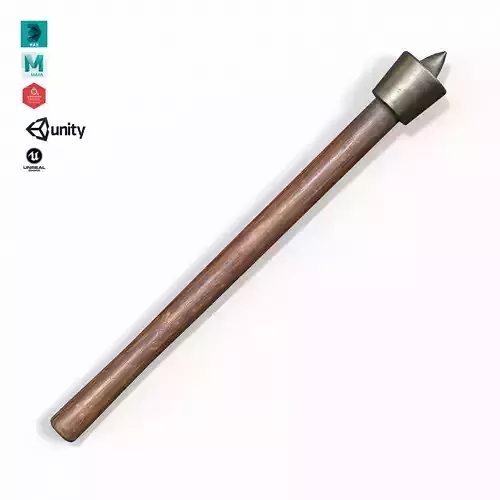 Melee Trench Club Iron Head Low-poly 3D model Melee Trench Club Iron Head Low-poly 3D model