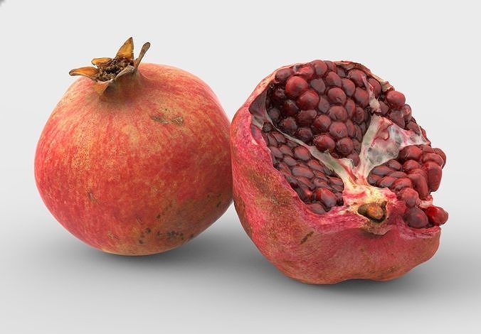 Pomegranate two pomegranates Low-poly 3D model 4