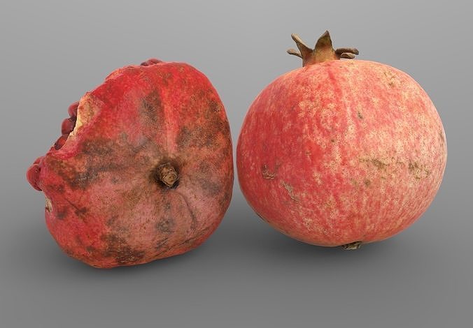 Pomegranate two pomegranates Low-poly 3D model 6
