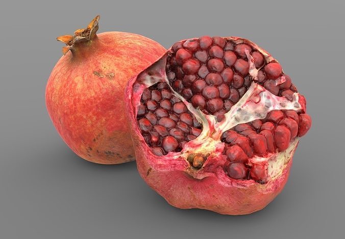 Pomegranate two pomegranates Low-poly 3D model 7