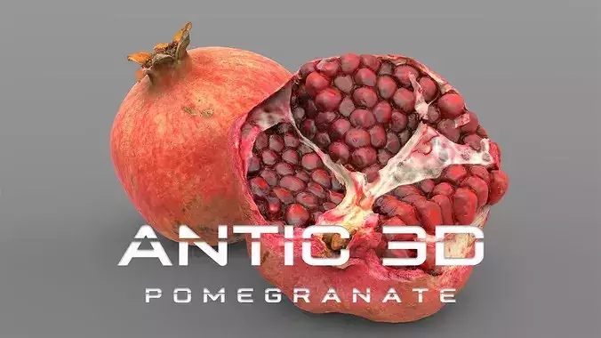 Pomegranate two pomegranates Low-poly 3D model