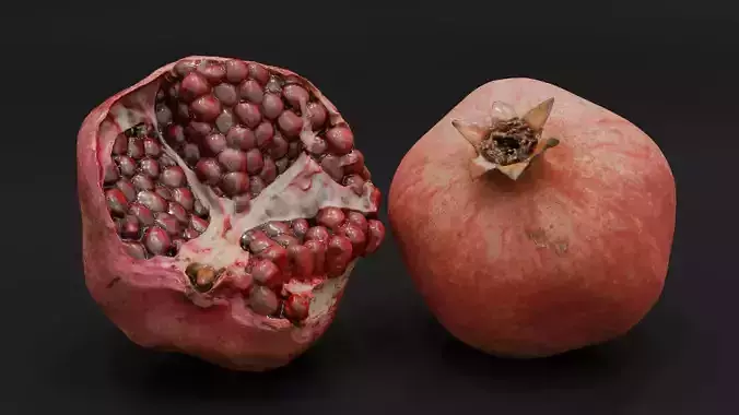 Pomegranate two pomegranates Low-poly 3D model 3