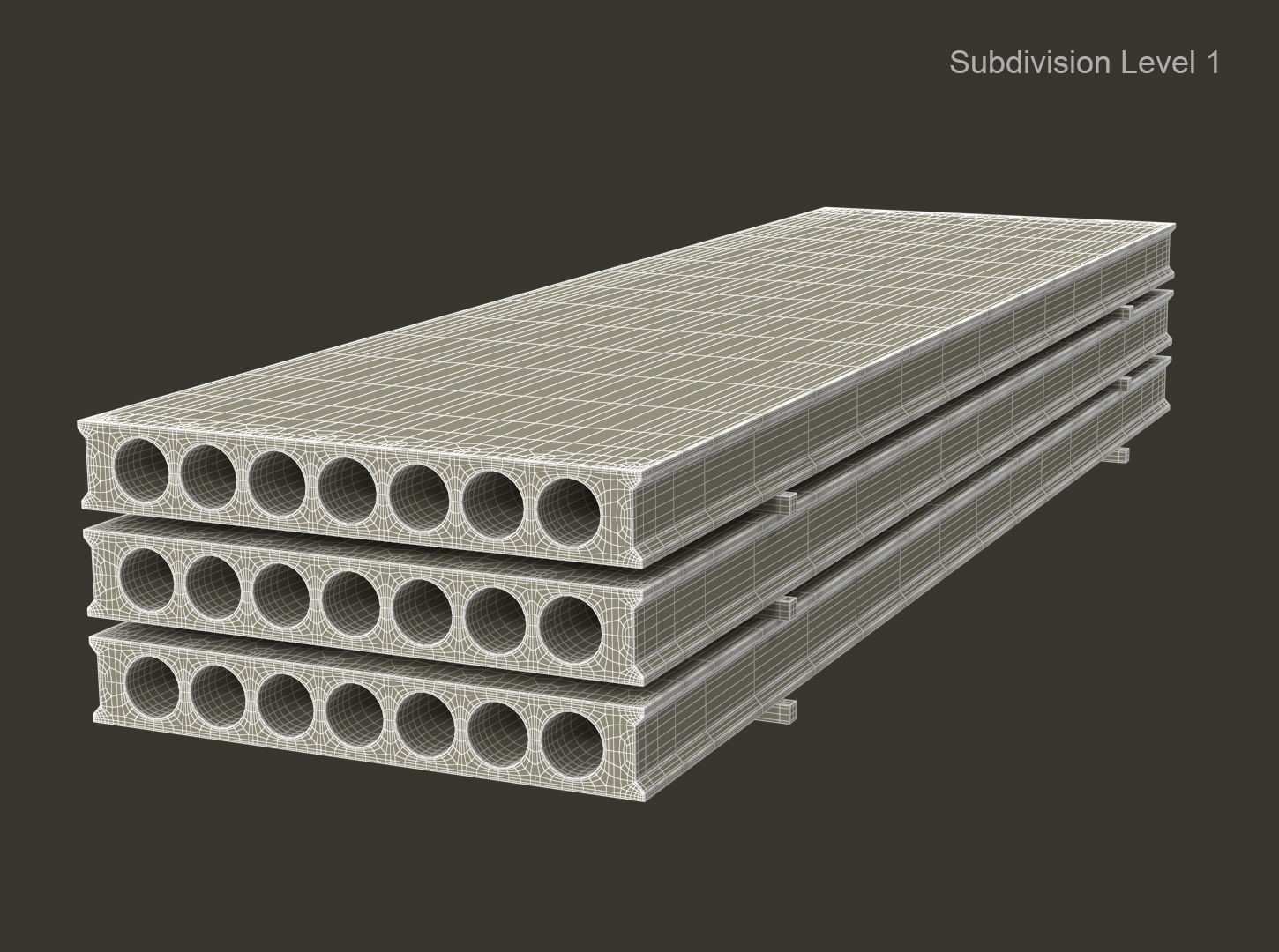 Hollow Core Concrete Slab  Low-poly 3D model_10
