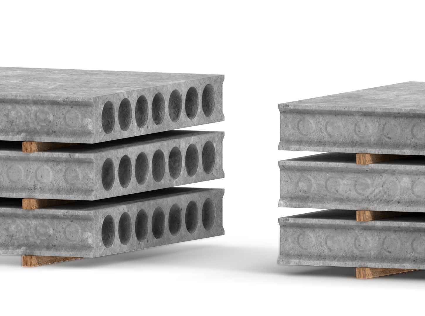 Hollow Core Concrete Slab  Low-poly 3D model_4