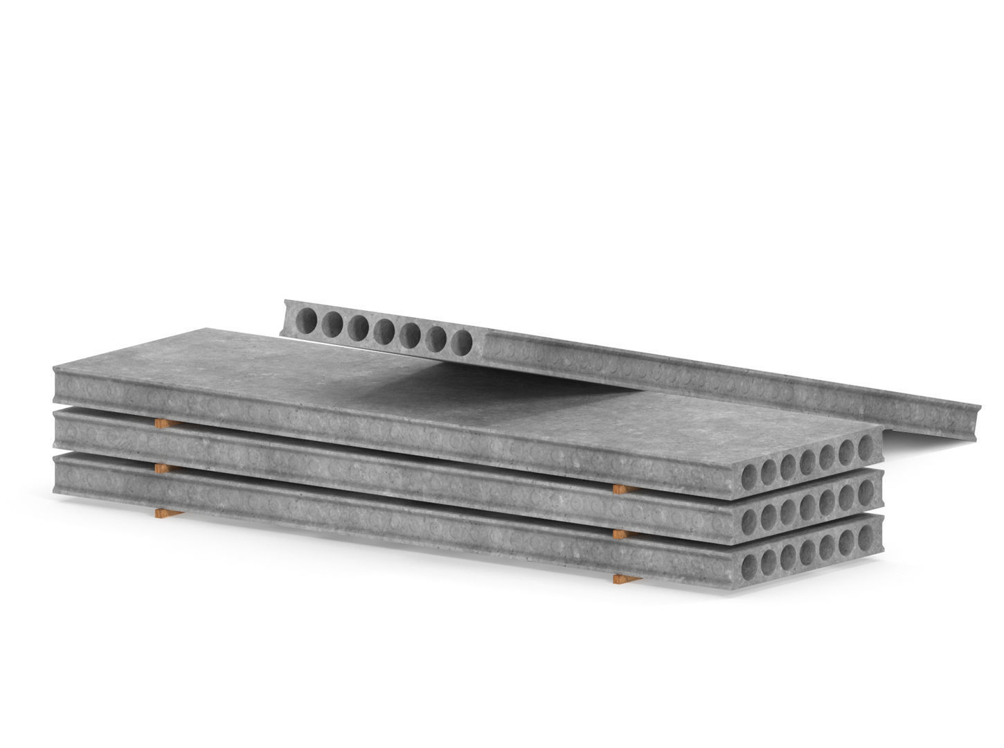 Hollow Core Concrete Slab  Low-poly 3D model_3