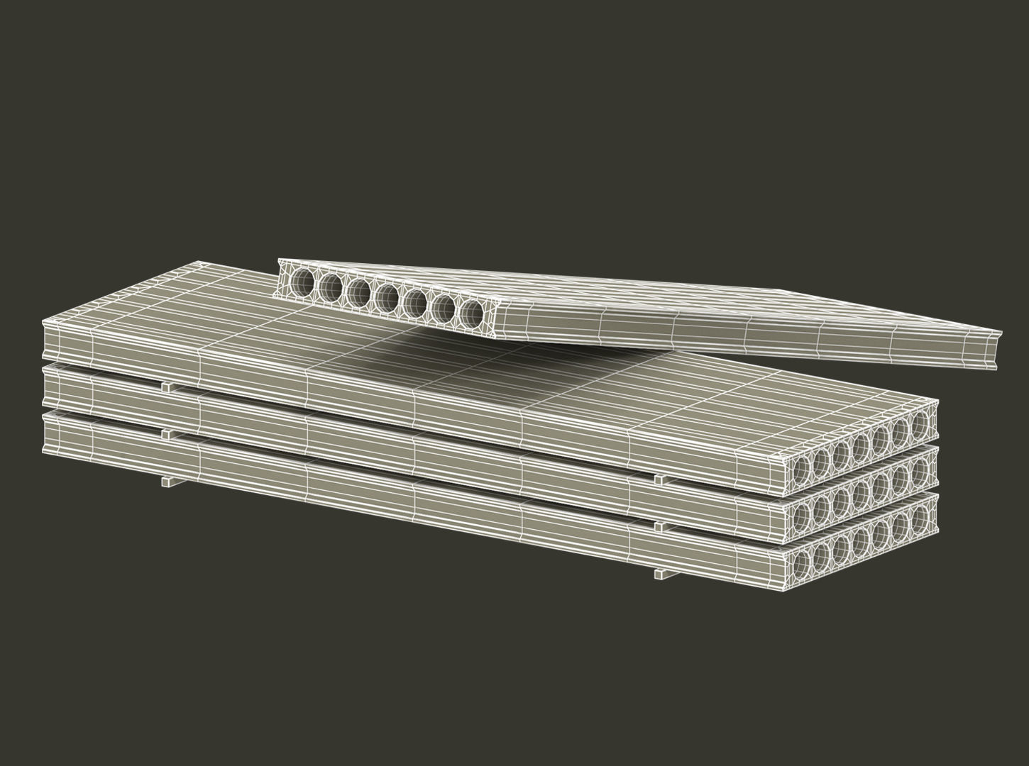 Hollow Core Concrete Slab  Low-poly 3D model_13