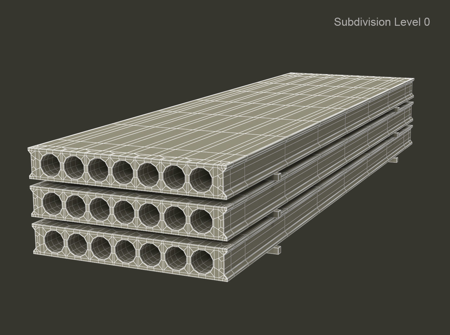 Hollow Core Concrete Slab  Low-poly 3D model_9
