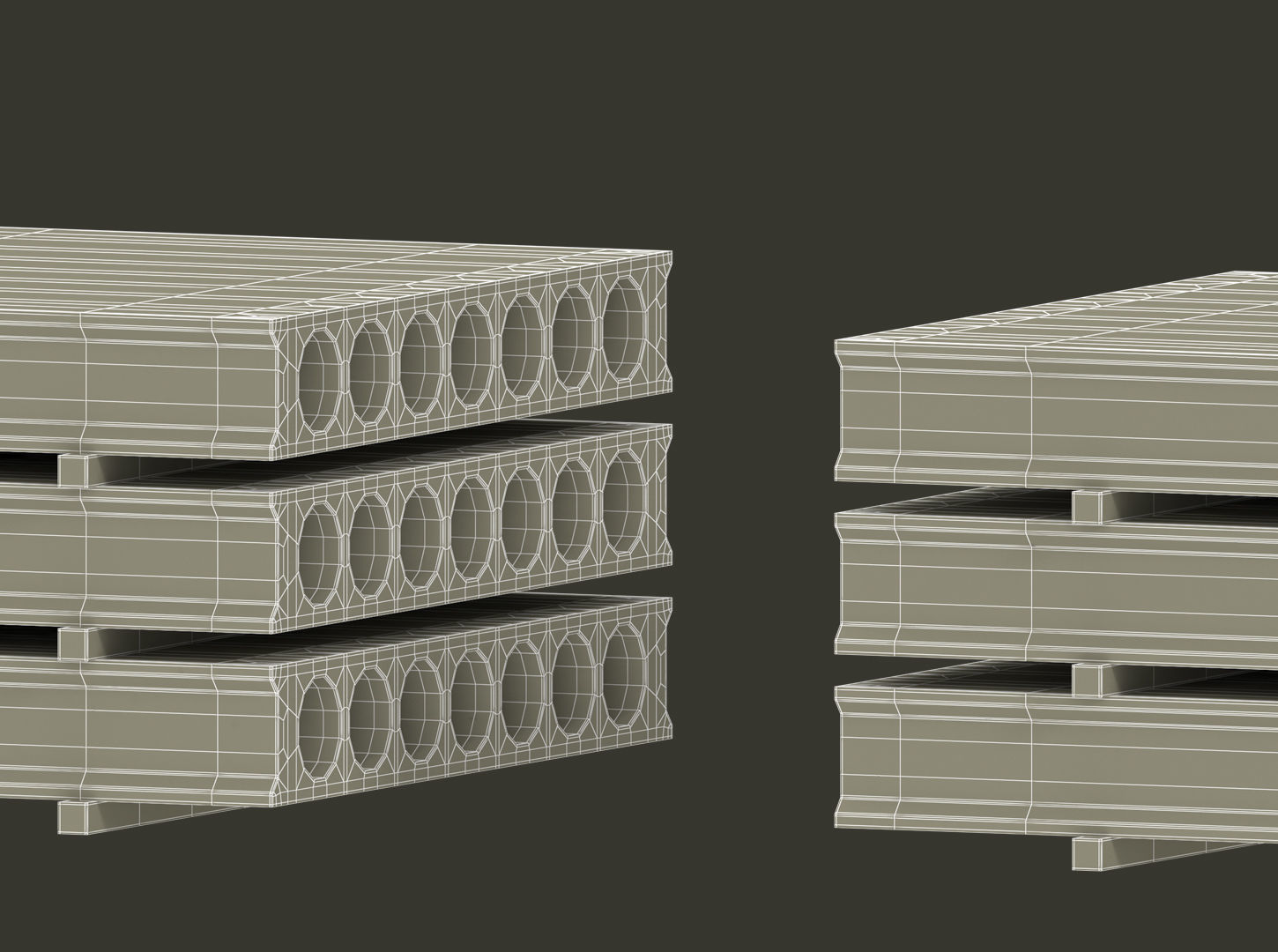 Hollow Core Concrete Slab  Low-poly 3D model_12