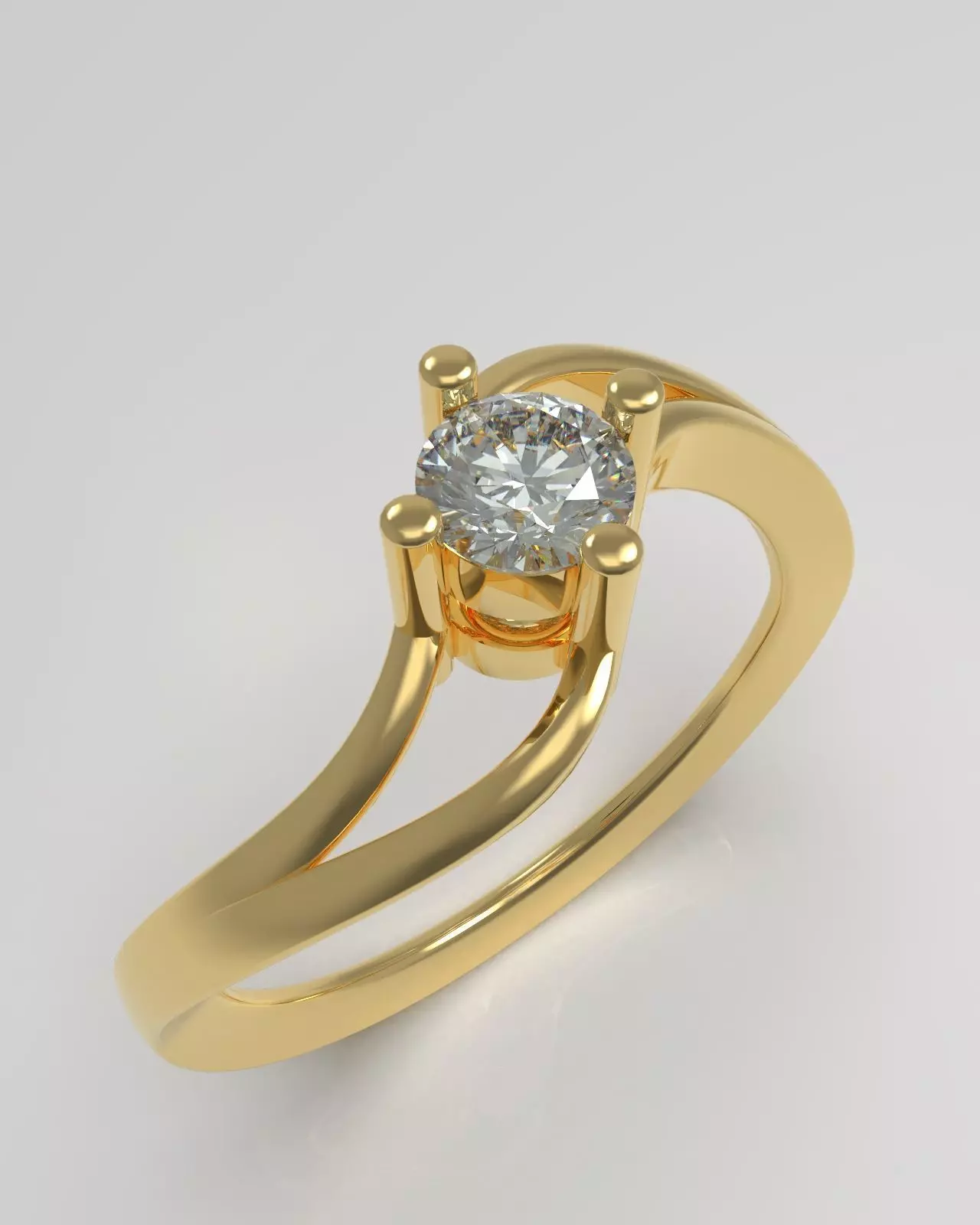 Soltaire ring 3D print model_0