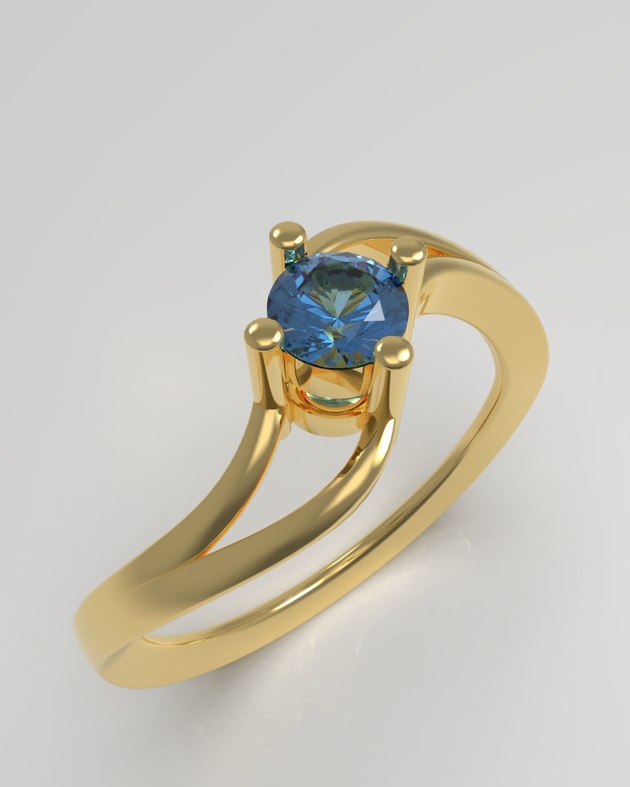 Soltaire ring 3D print model_1