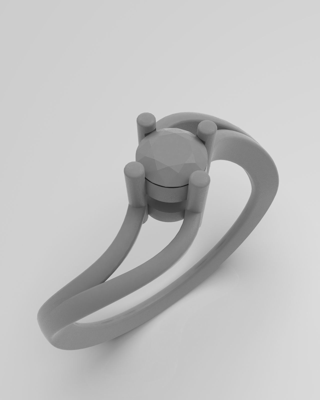 Soltaire ring 3D print model_8