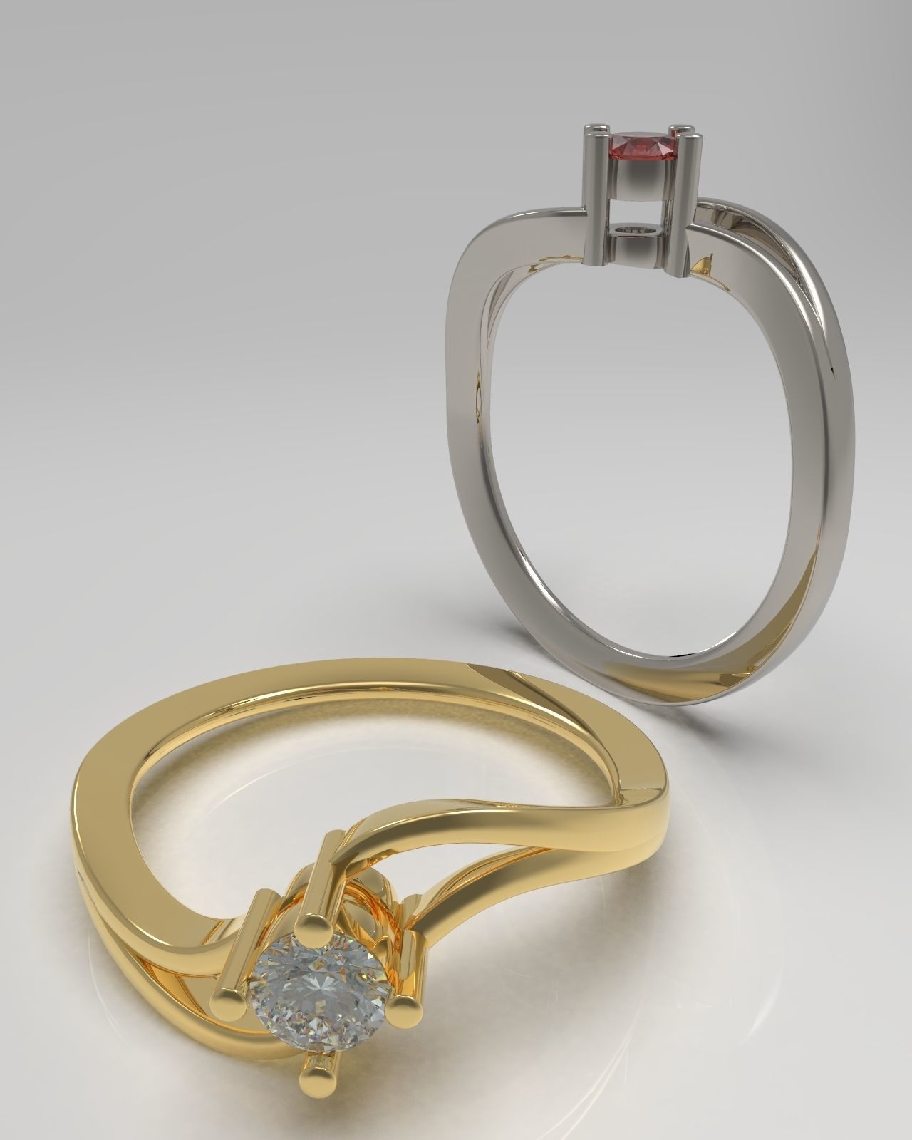 Soltaire ring 3D print model_6