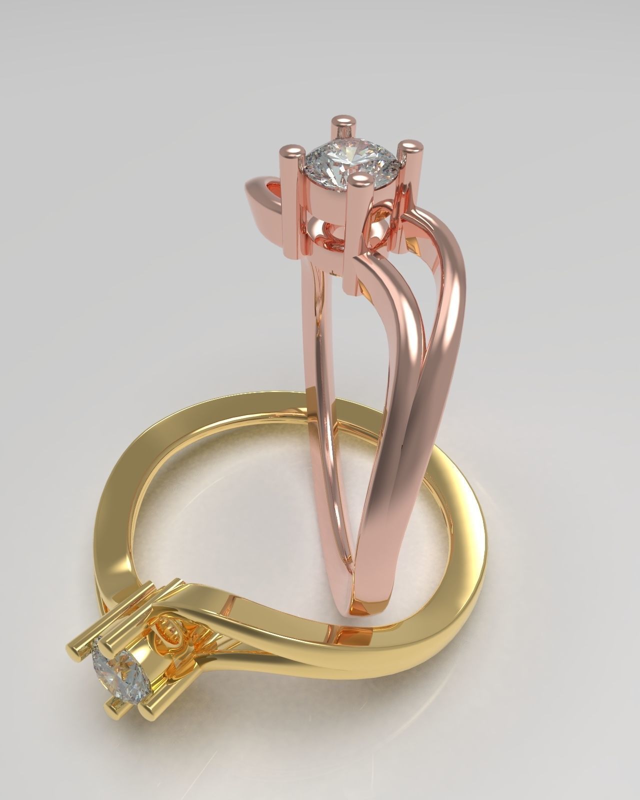 Soltaire ring 3D print model_7