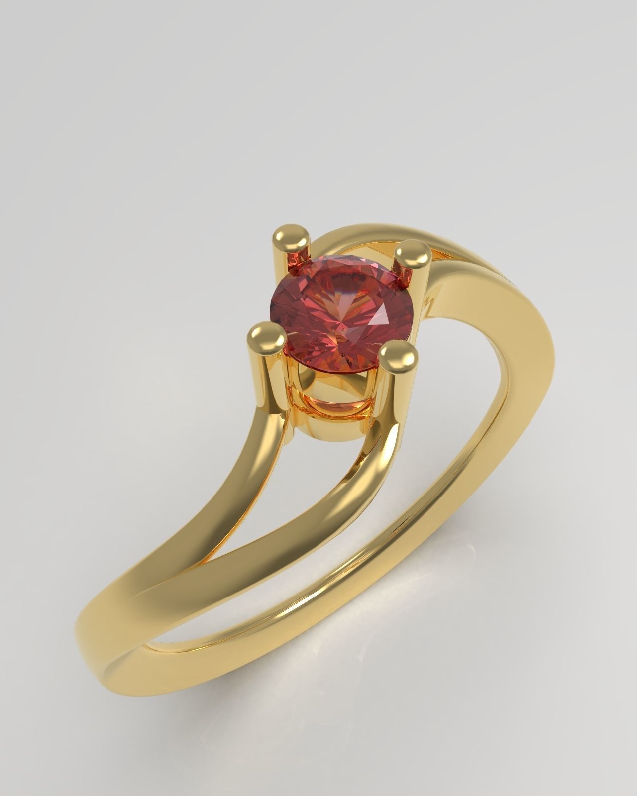 Soltaire ring 3D print model_3