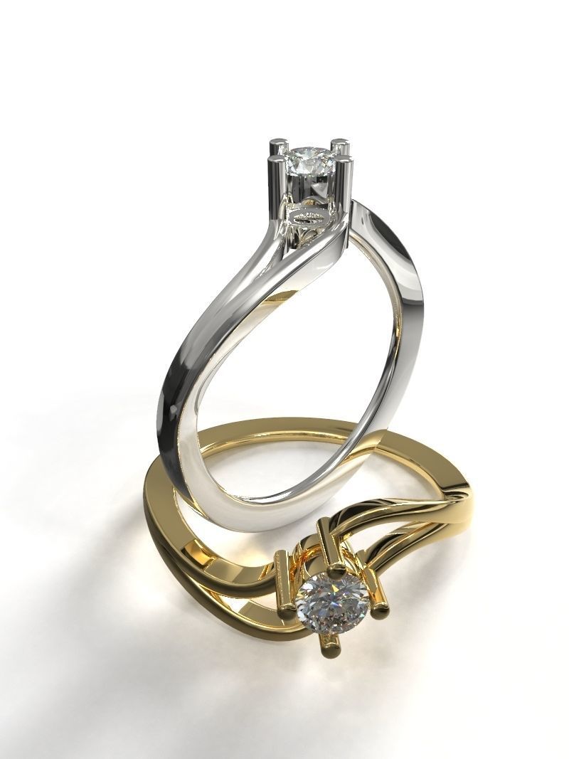 Soltaire ring 3D print model_4