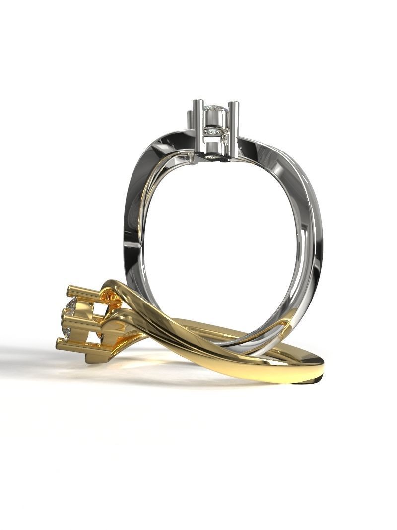 Soltaire ring 3D print model_5