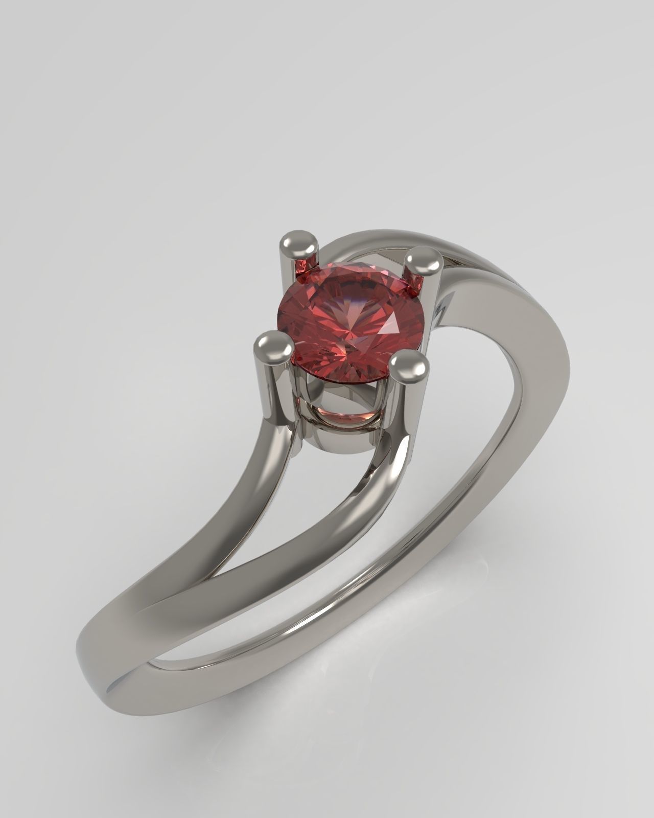 Soltaire ring 3D print model_2