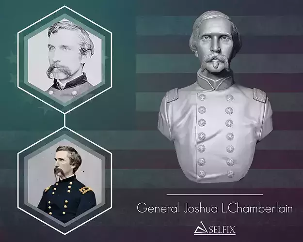 General Joshua Chamberlain bust sculpture 3D print model