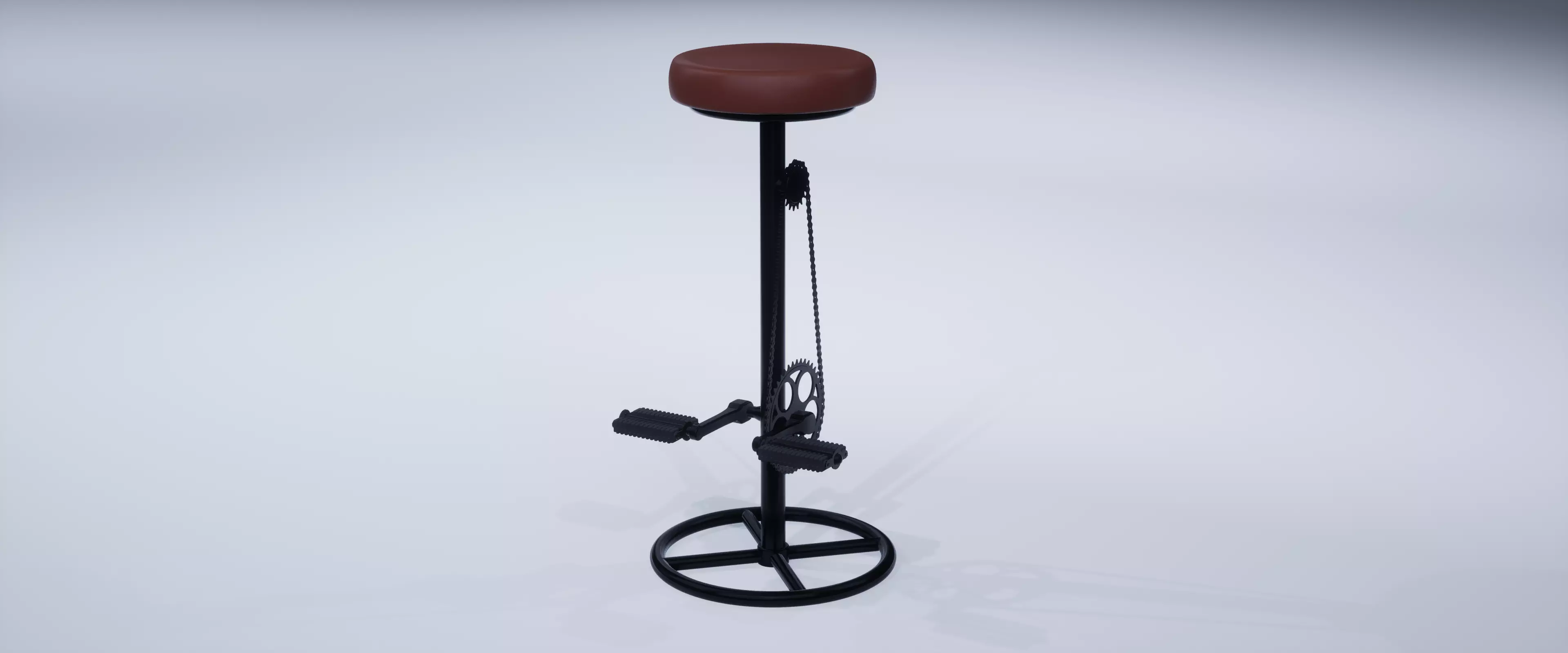 Bike Tabouret de bar indus en cuir cognac et metal noir 3D model