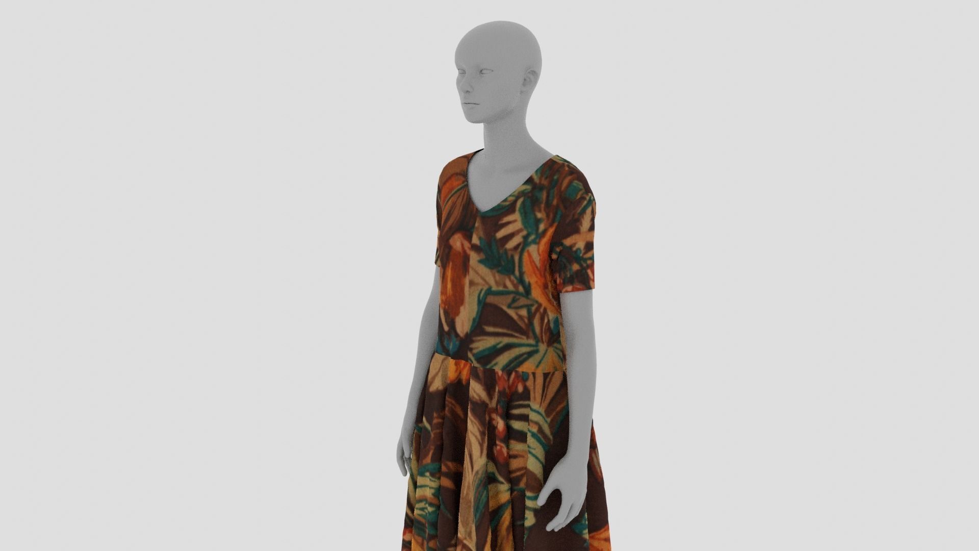 Womens Dress - Female Outfit Clothes Low-poly 3D model_14