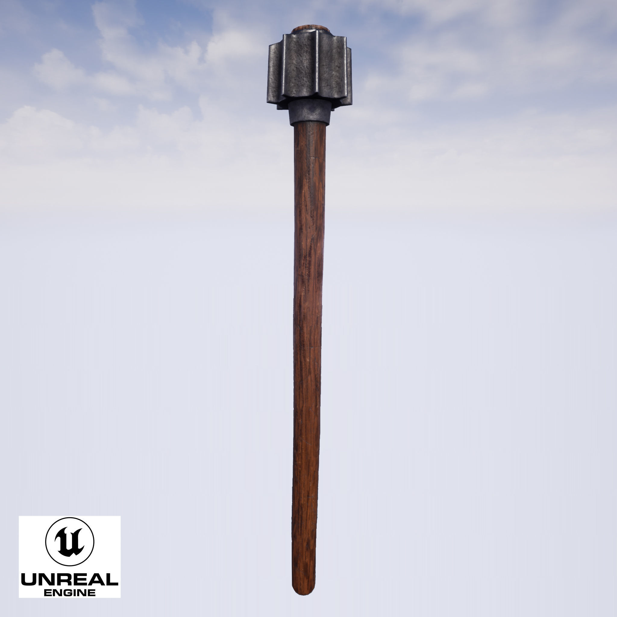 Melee Trench Mace Low-poly 3D model_9