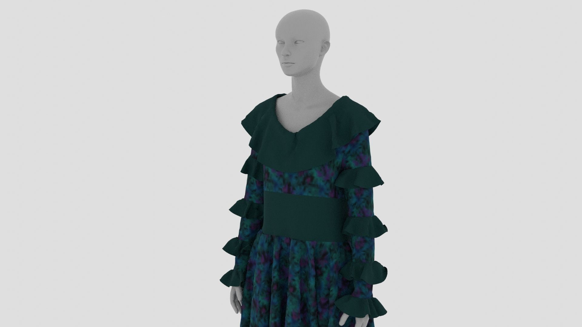 Womens Dress - Female Outfit Clothes Low-poly 3D model_11