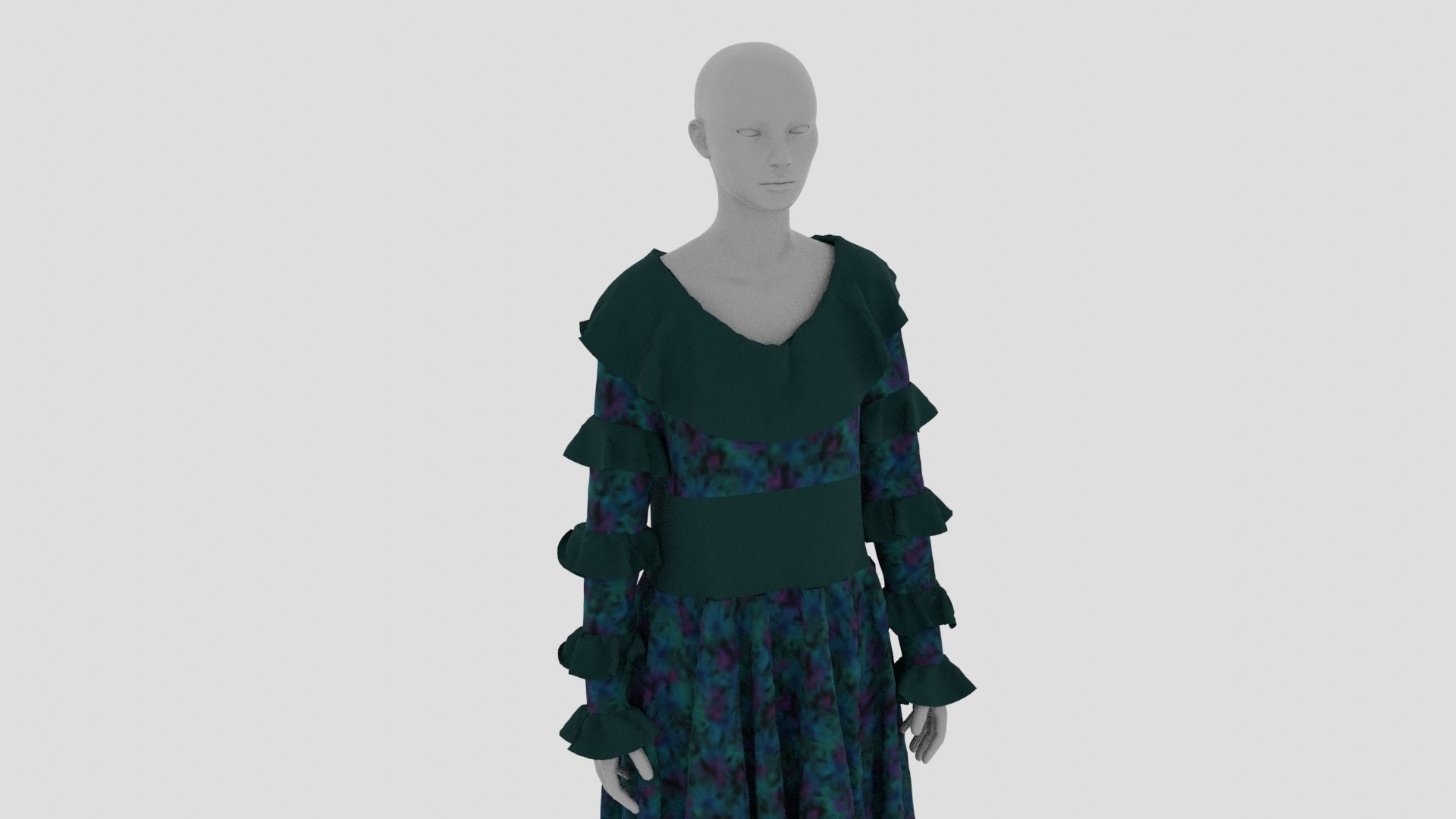 Womens Dress - Female Outfit Clothes Low-poly 3D model_12