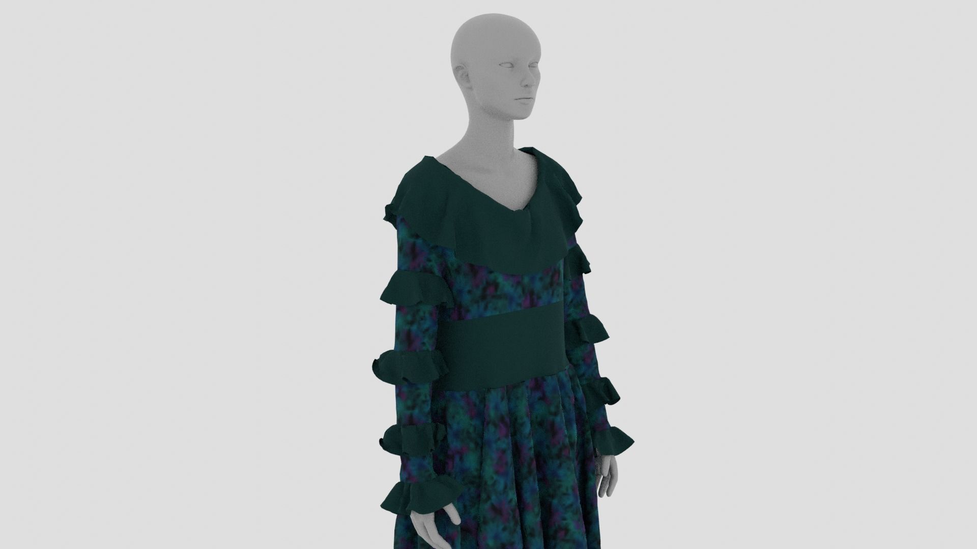 Womens Dress - Female Outfit Clothes Low-poly 3D model_9