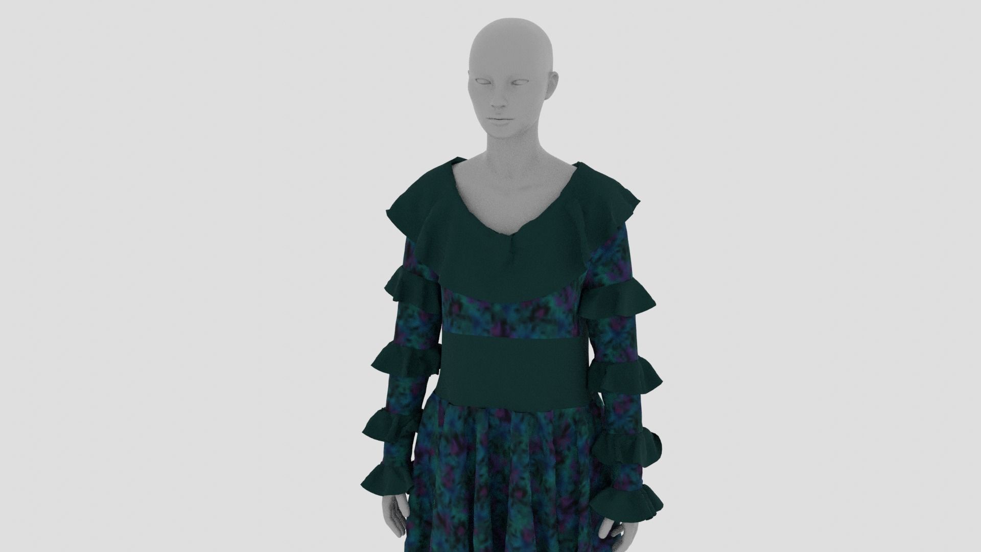 Womens Dress - Female Outfit Clothes Low-poly 3D model_13